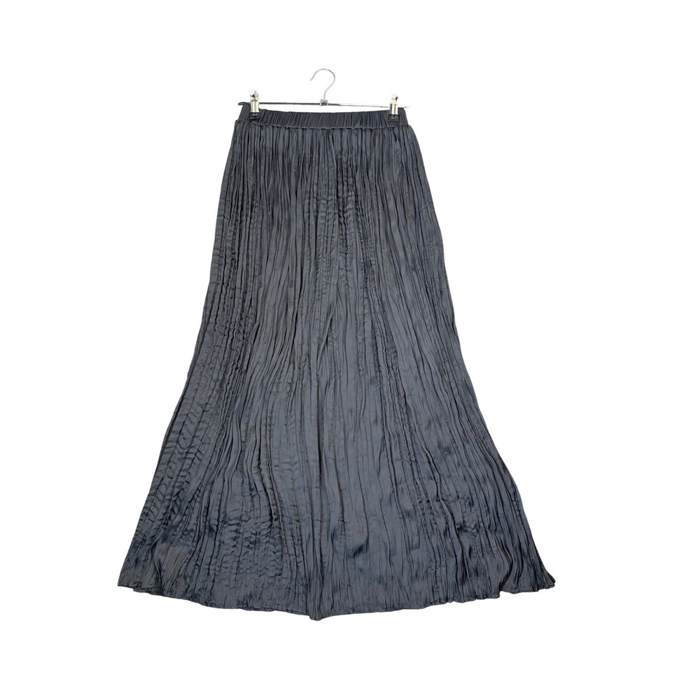 VICI Charcoal Gray Crinkle Pleated Maxi Skirt Small USB0277-VC Elastic Waist
